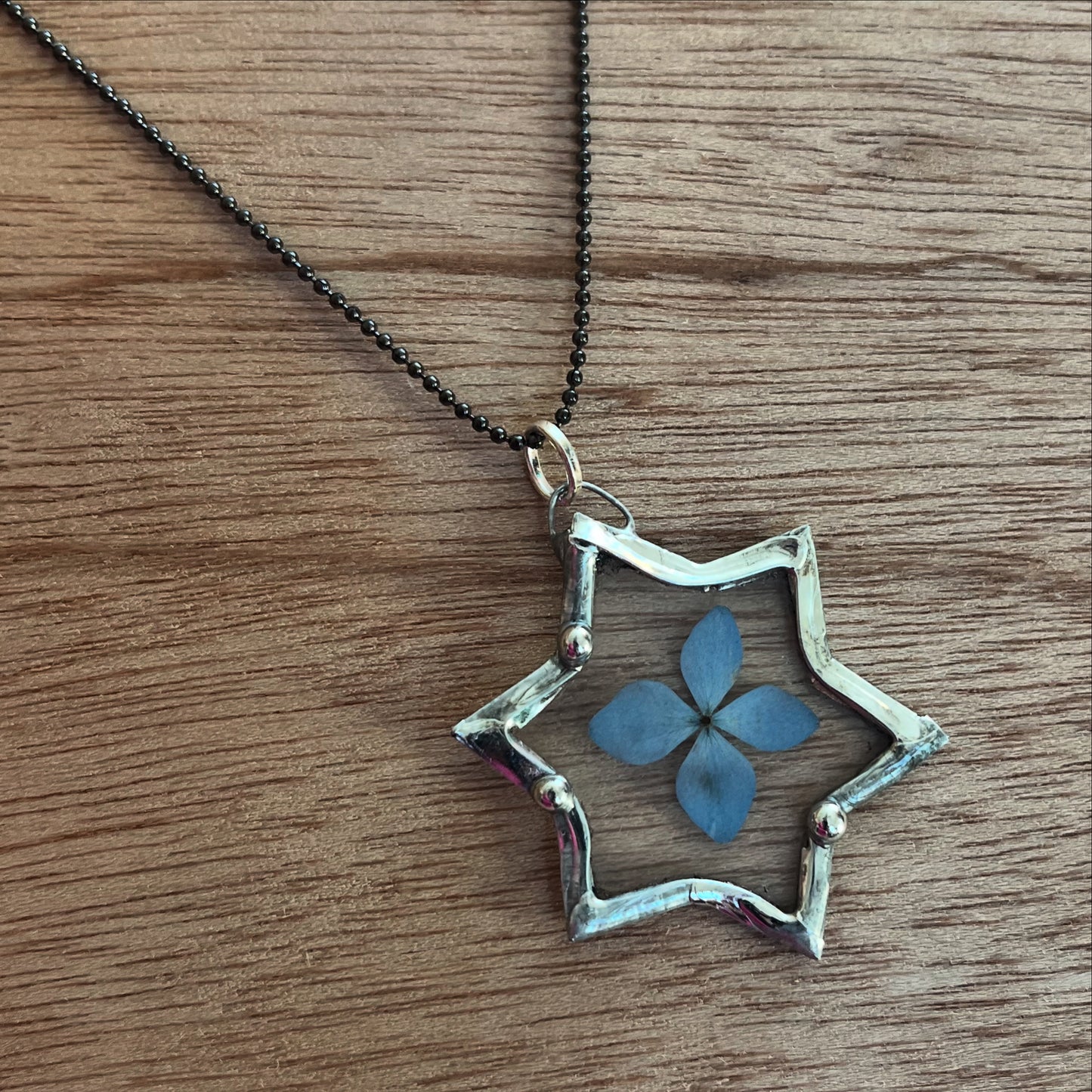Hydrangea Star of David Necklace Magen David