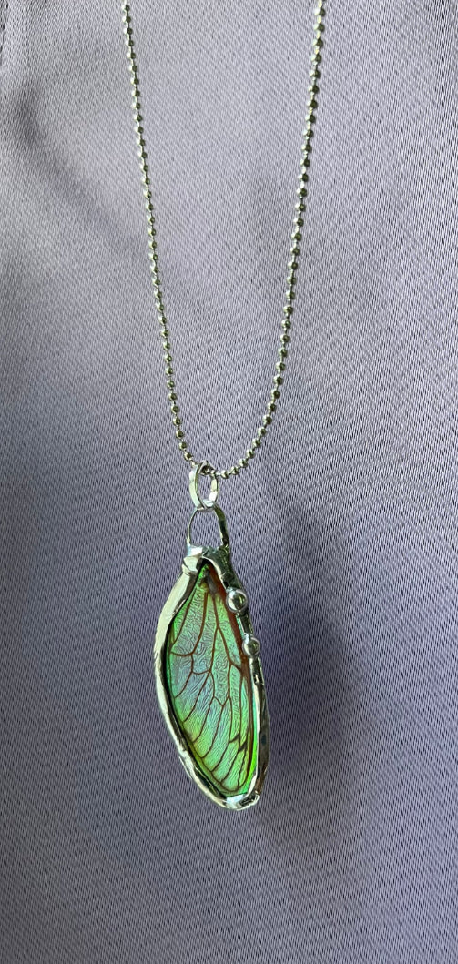 Cicada Wing Iridescent Necklace - Made to order