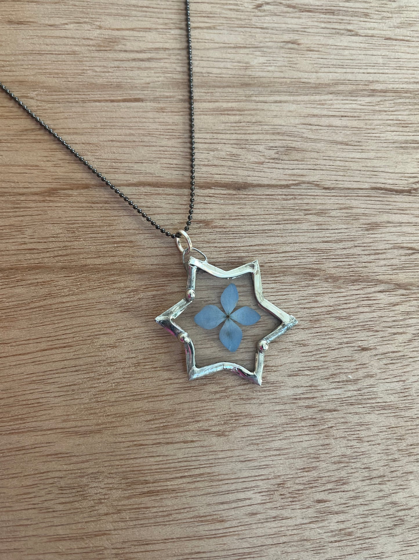 Hydrangea Star of David Necklace Magen David