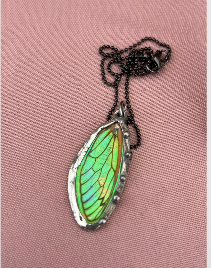 Cicada Wing Iridescent Necklace - Made to order