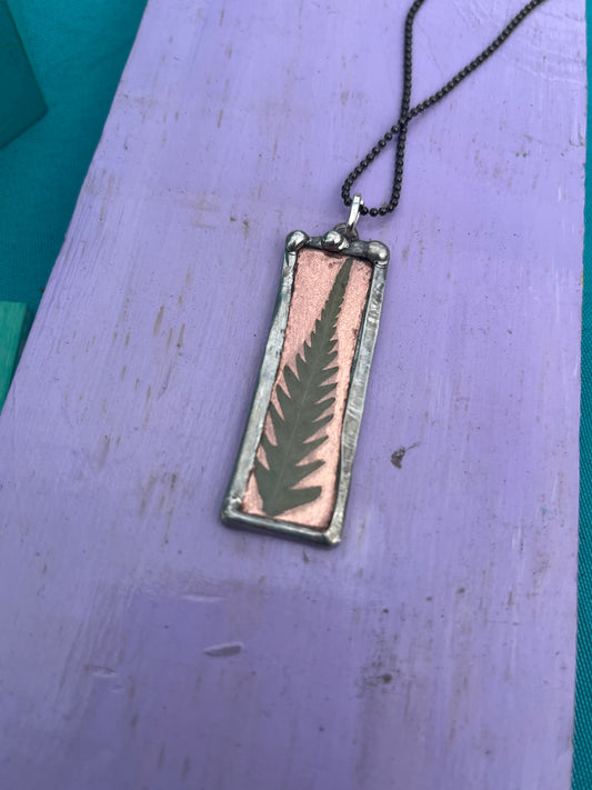 Fern Leaf Resin Necklace – Nature Pendant in Copper Color