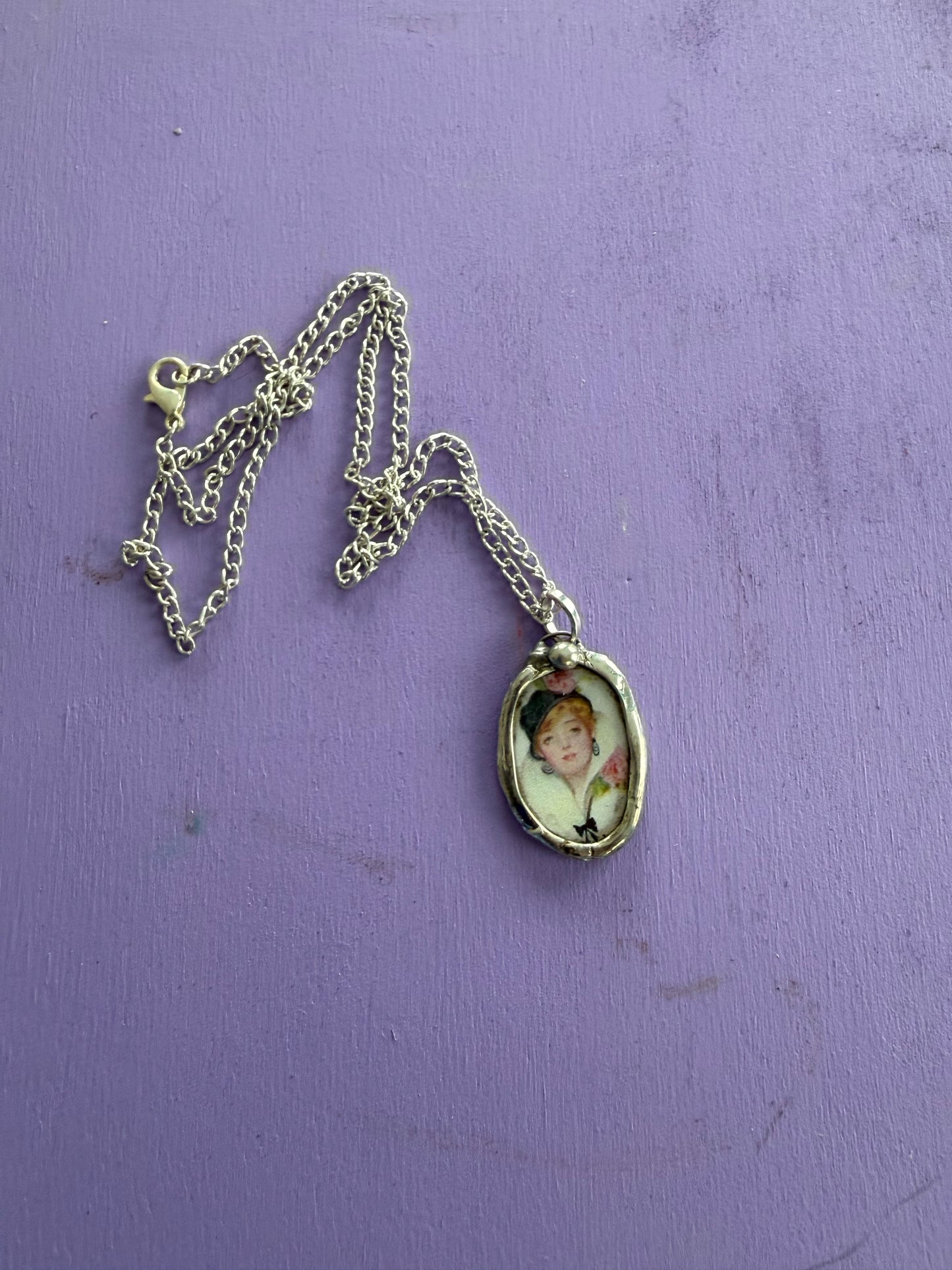 Vintage Woman Photograph Necklace