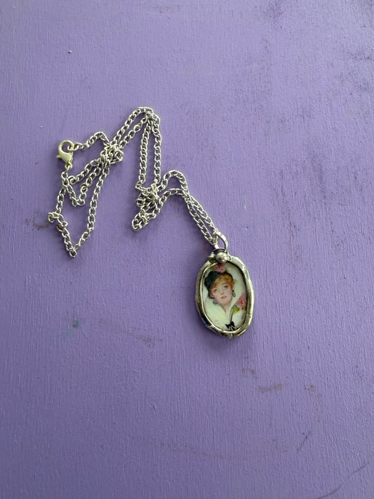 Vintage Woman Photograph Necklace