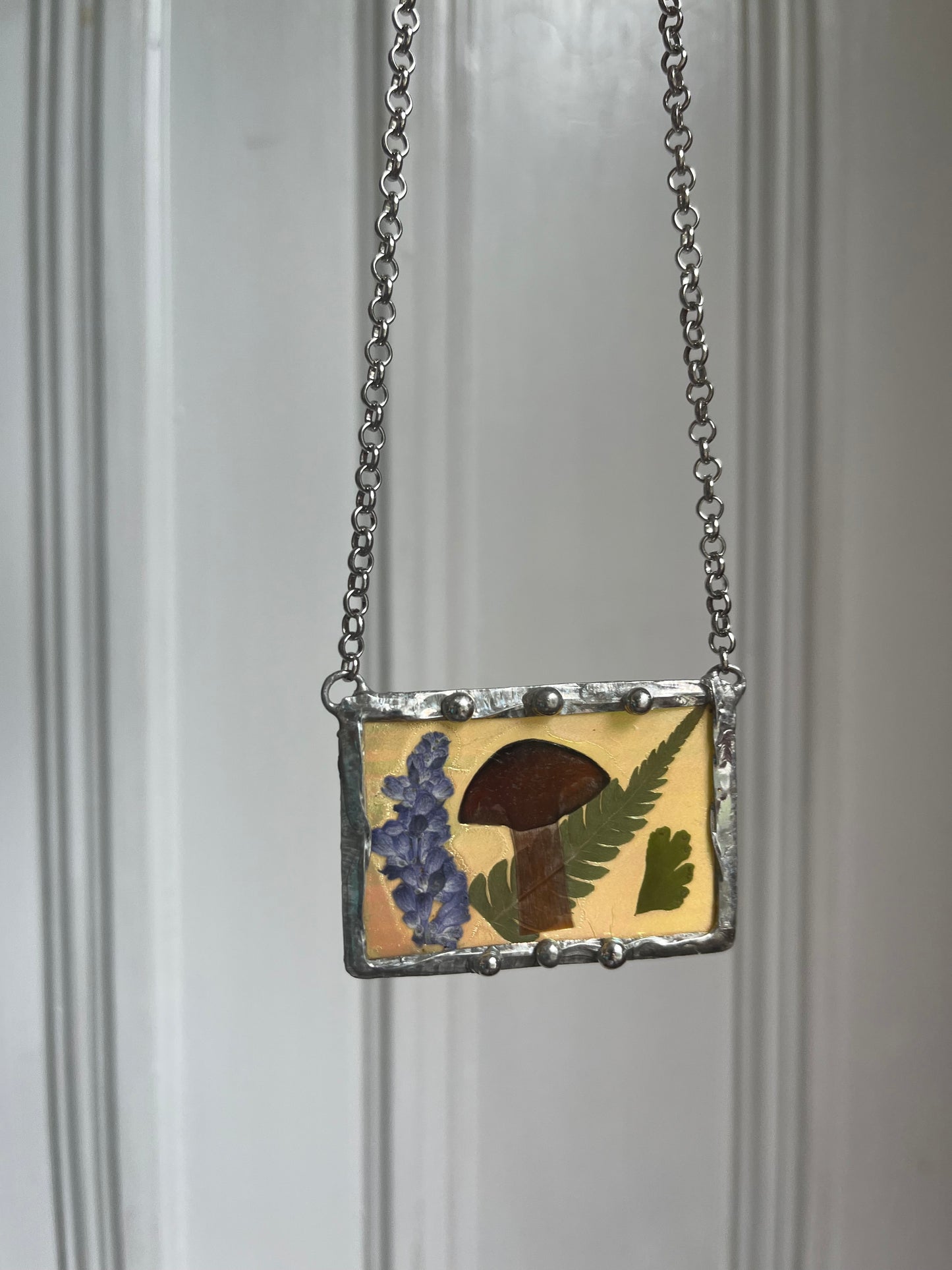 Mushroom Botanical Iridescent Fairy Land Necklace