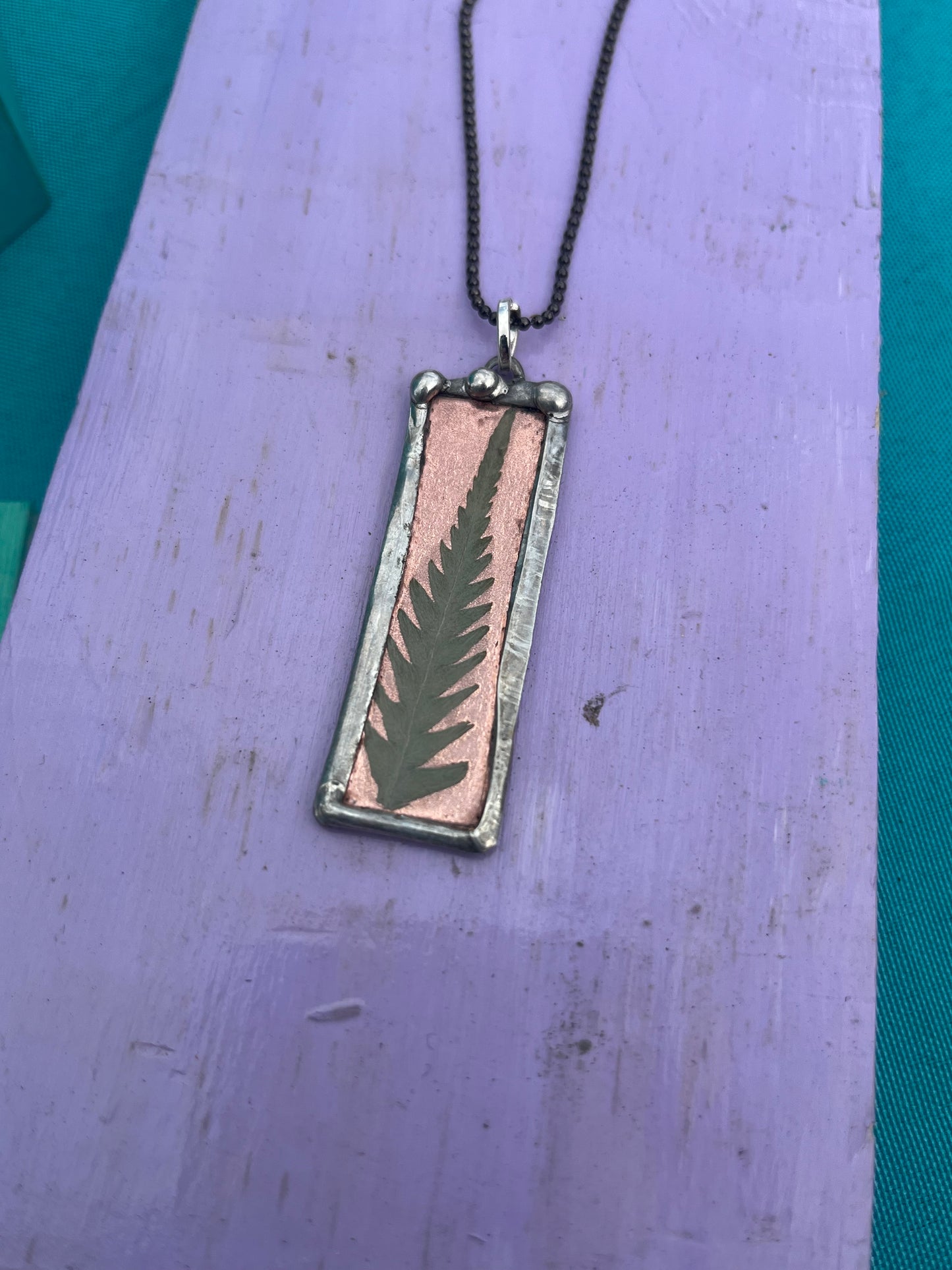 Fern Leaf Resin Necklace – Nature Pendant in Copper Color