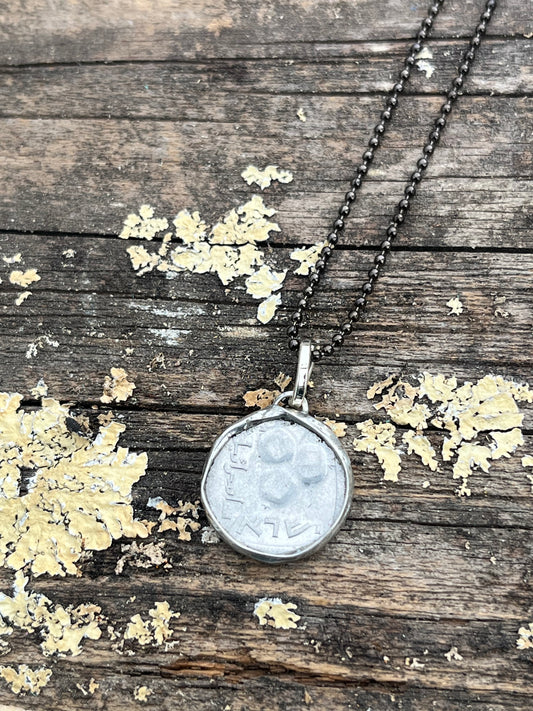 Israeli 5 Agurot Pendant – Real Coin Necklace