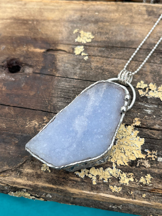 Blue Chalcedony Quartz Necklace – Calming, Elegant Handmade Gemstone Jewelry