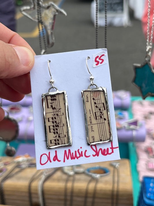 Antique Sheet Music Earrings – Early 1900s Ephemera Jewelry