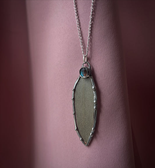 Large Sage Leaf & Labradorite Necklace